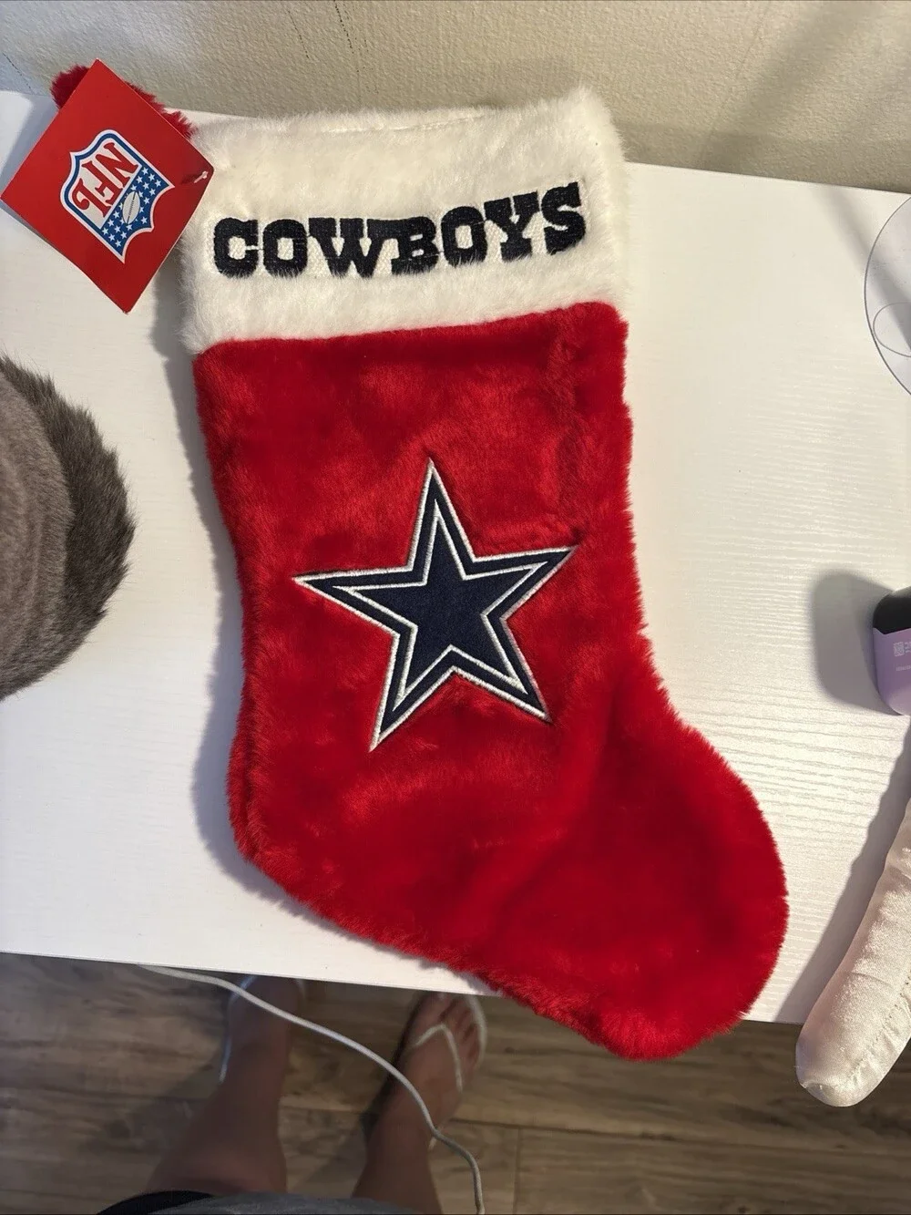 Dallas Cowboys Christmas Stocking Vintage Red Blue Star New With Tags 2004